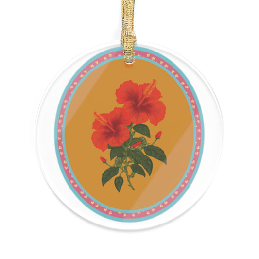 Acrylic Ornament - Hand-Drawn Hibiscus Motif