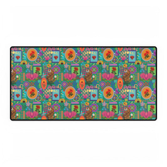 Desk Mat - Abstract Vibrant Leo zodiac Print for Stylish Workspace