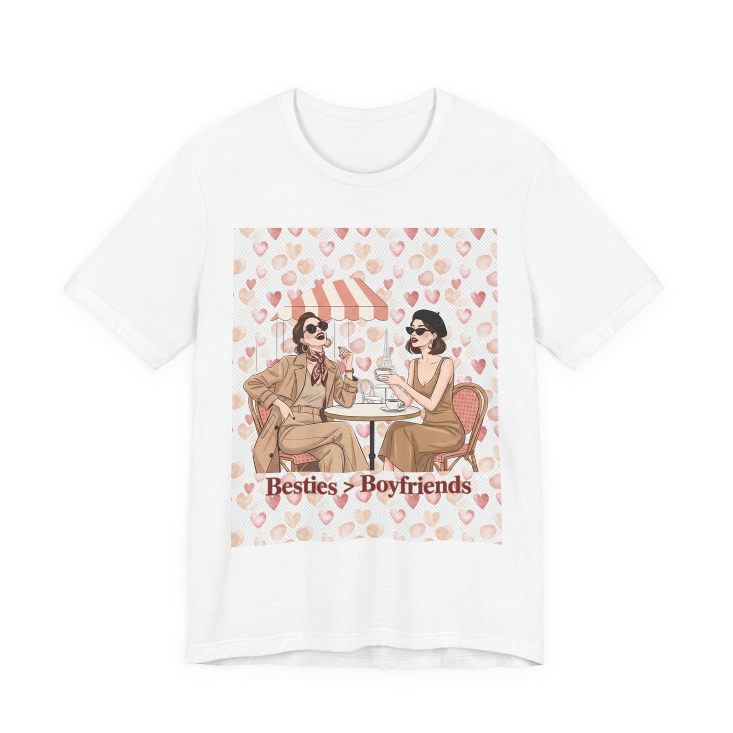 Besties > Boyfriends Tee | Galentine’s Friendship Shirt, Pink Red Pallette