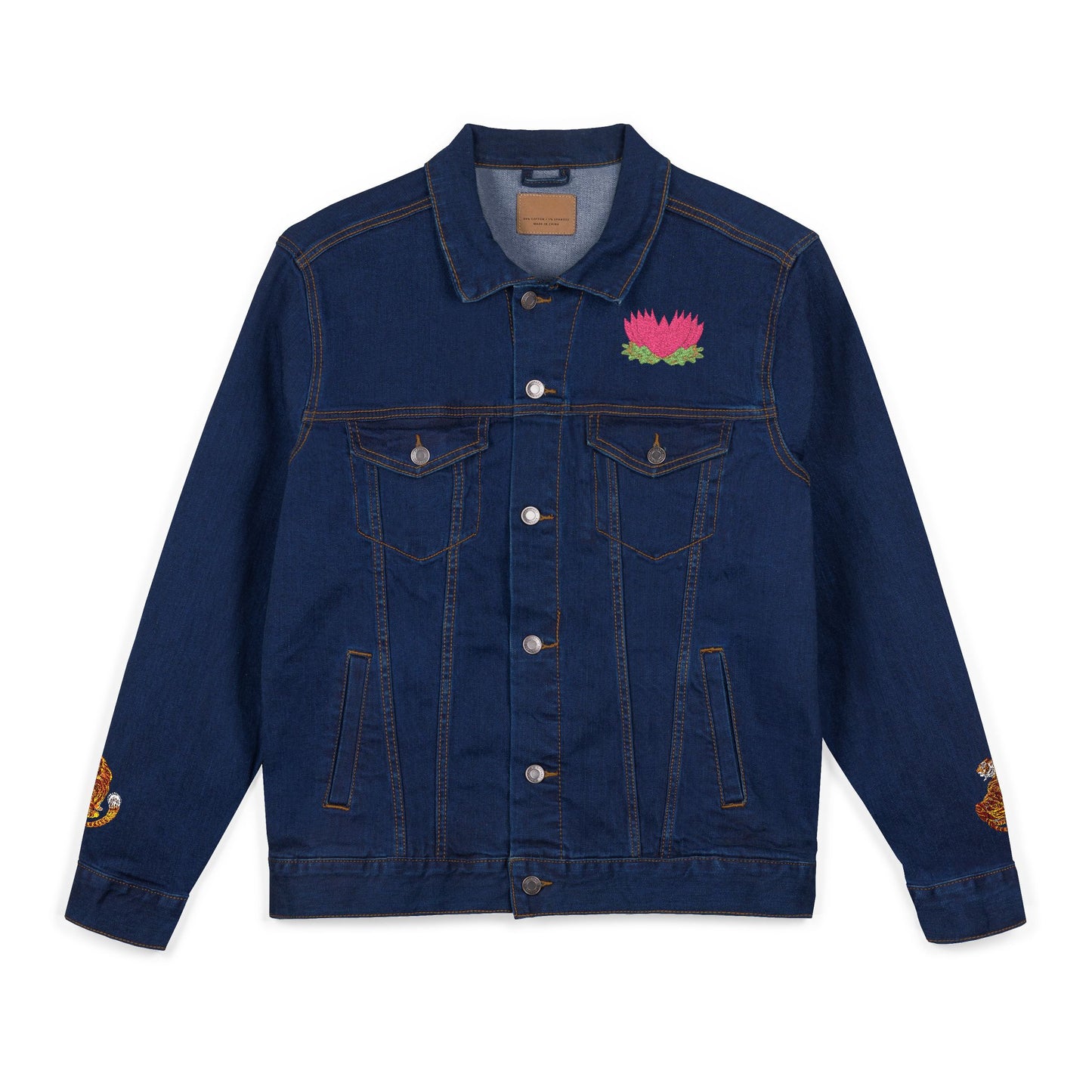 Tiger and lotus Embroidered Denim Jacket