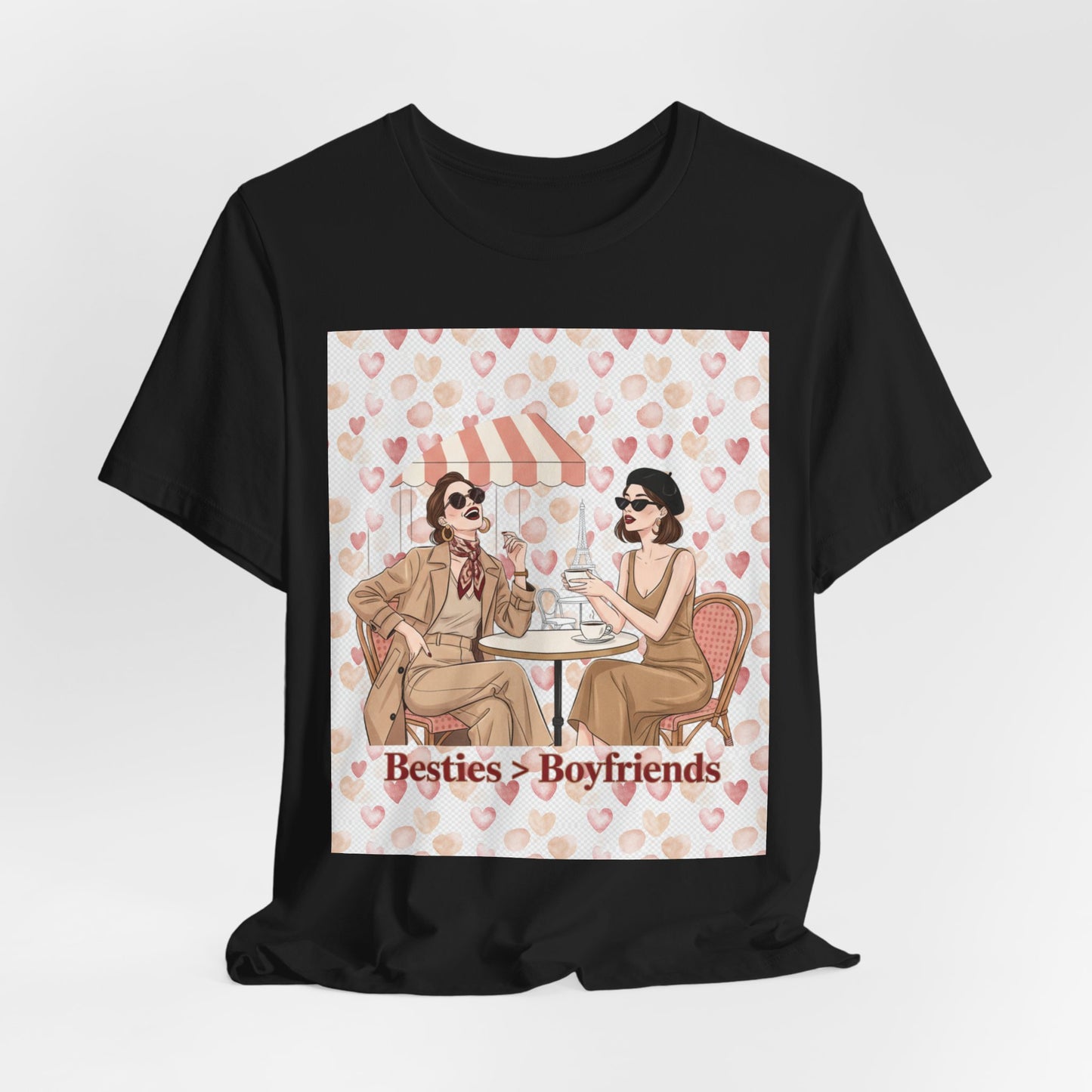 Besties > Boyfriends Tee | Galentine’s Friendship Shirt, Pink Red Pallette