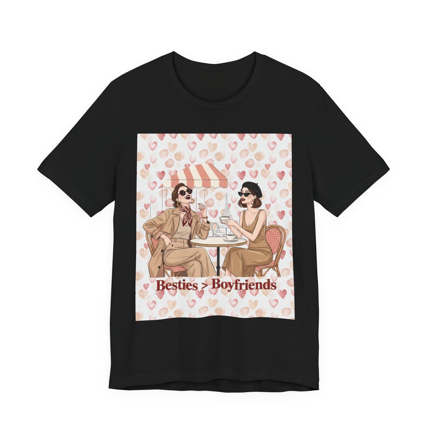 Besties > Boyfriends Tee | Galentine’s Friendship Shirt, Pink Red Pallette