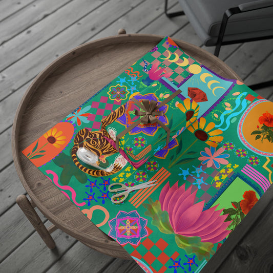 Leo Lotus Tiger colourful Gift Wrap