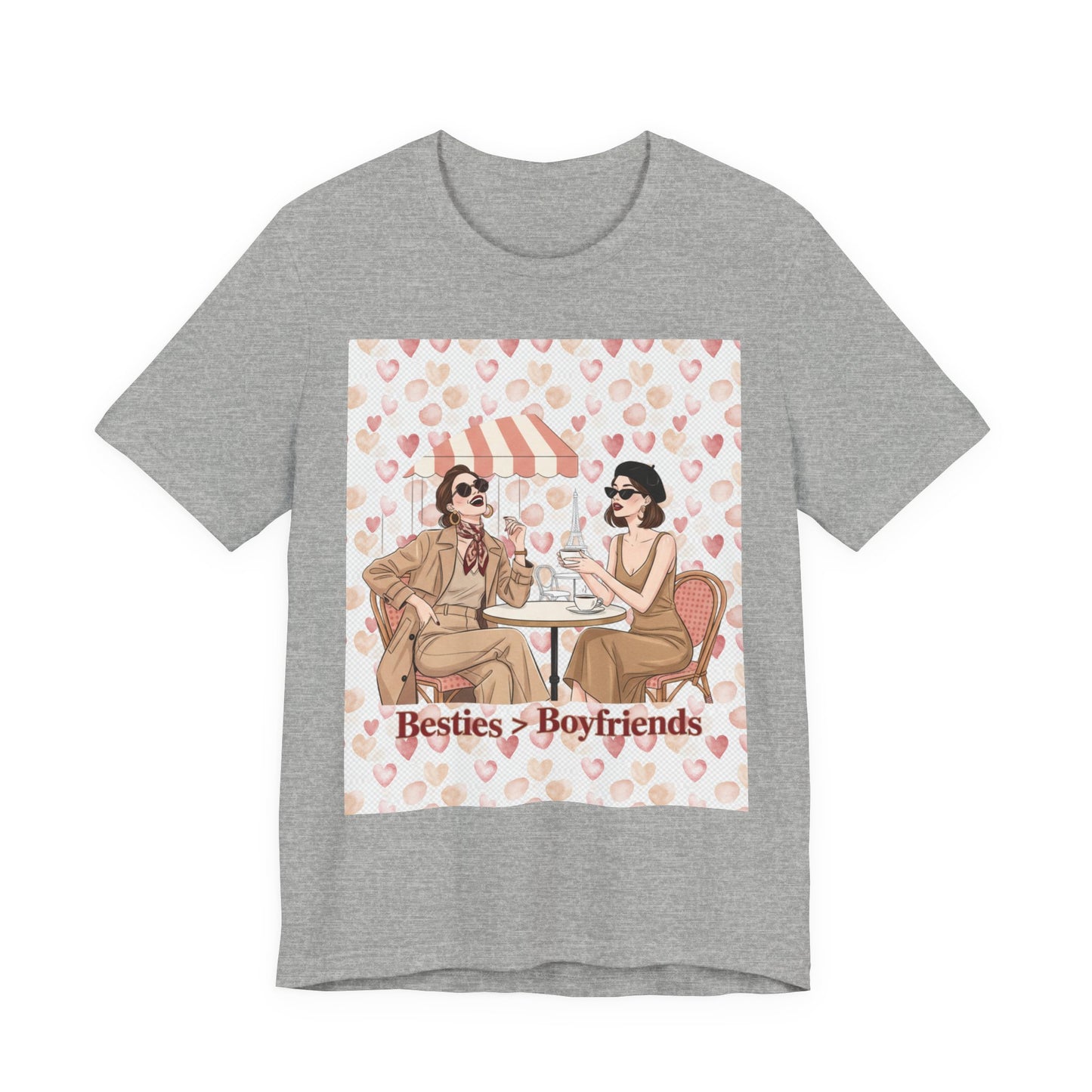 Besties > Boyfriends Tee | Galentine’s Friendship Shirt, Pink Red Pallette