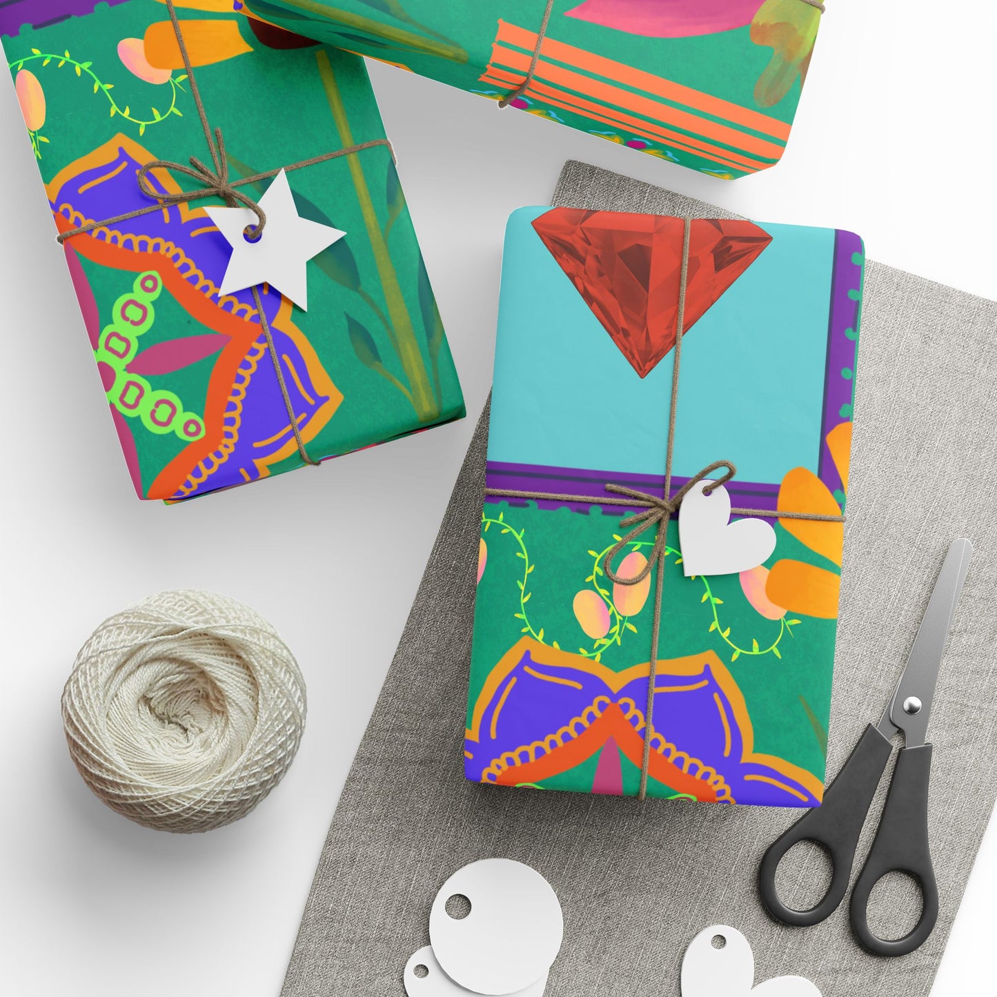 Leo Lotus Tiger colourful Gift Wrap