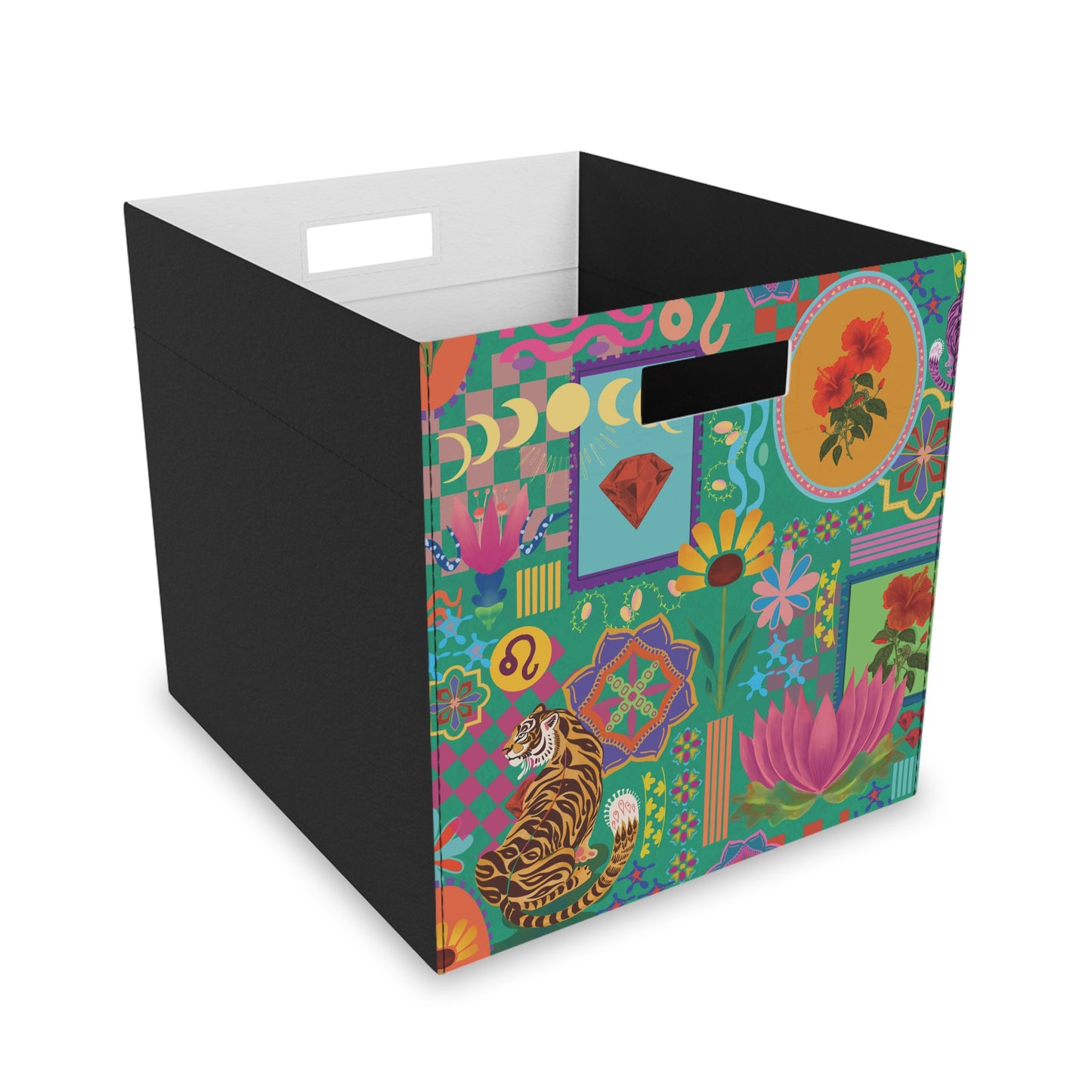 Storage Box Organizer - Regal Tiger Print with Zodiac Details