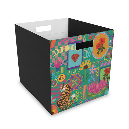 Storage Box Organizer - Regal Tiger Print with Zodiac Details