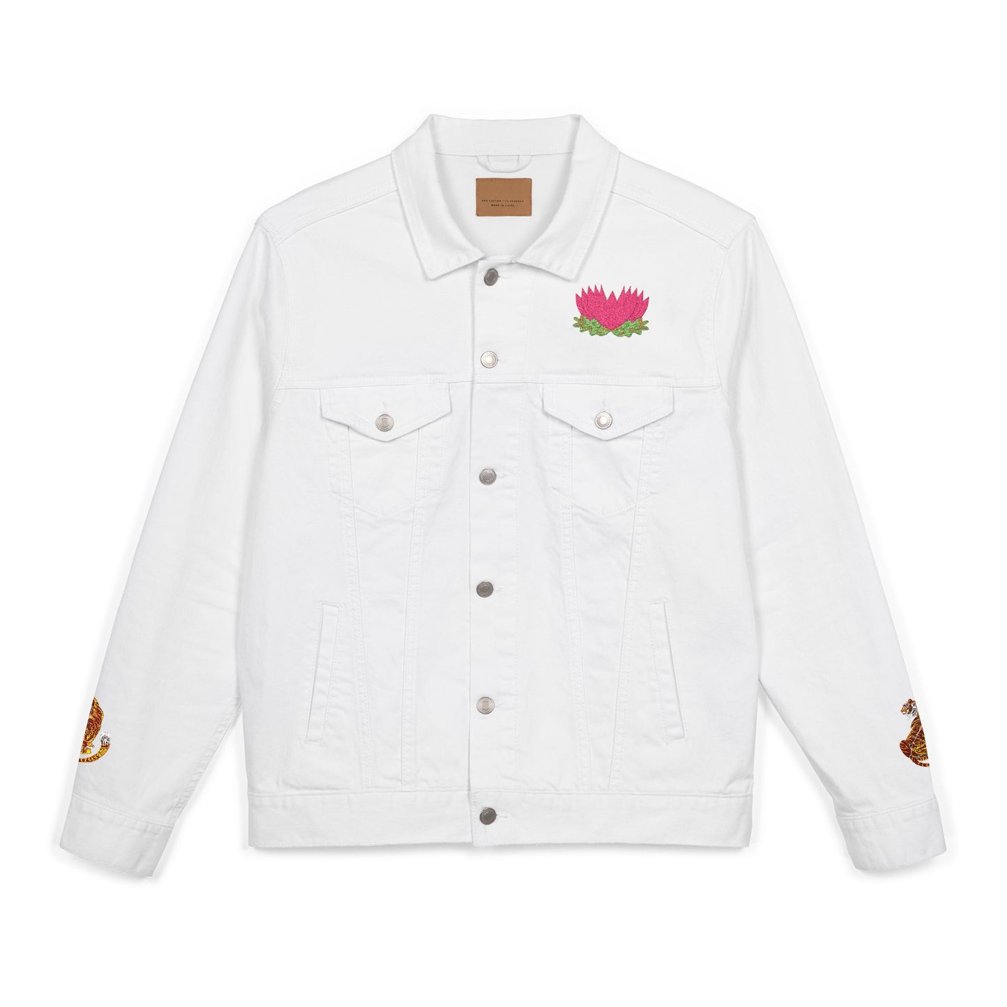 Tiger and lotus Embroidered Denim Jacket
