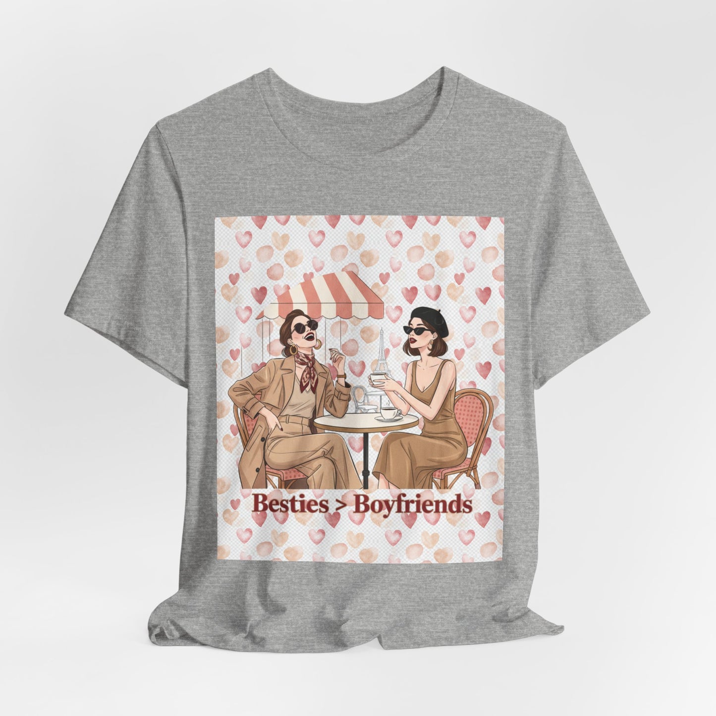 Besties > Boyfriends Tee | Galentine’s Friendship Shirt, Pink Red Pallette
