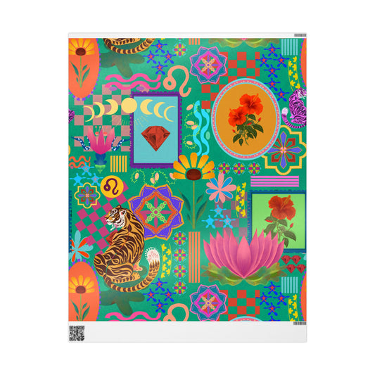 Leo Lotus Tiger colourful Gift Wrap