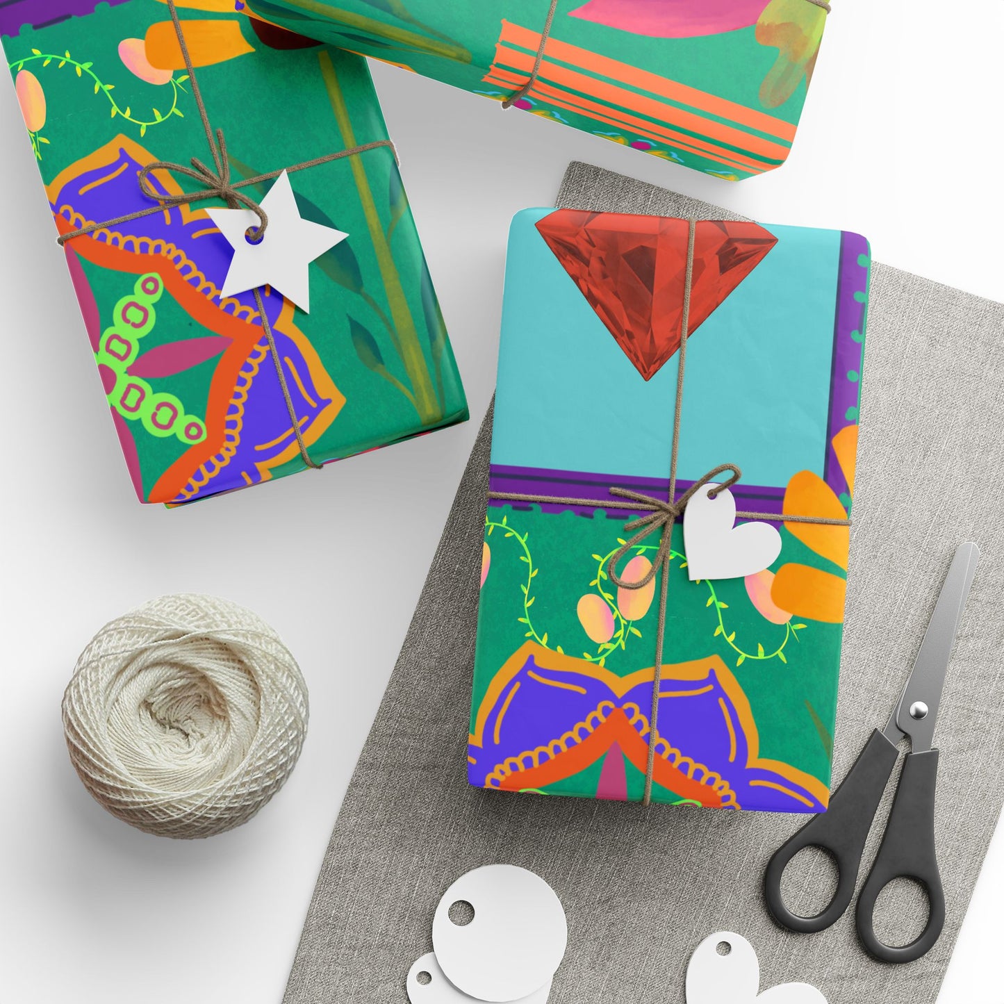 Leo Lotus Tiger colourful Gift Wrap