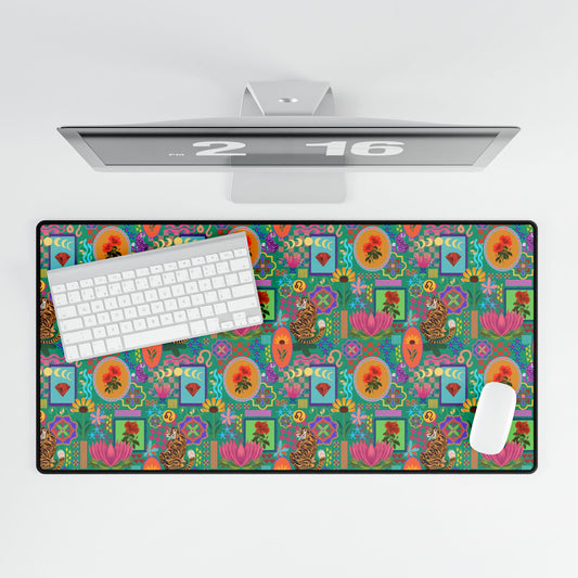Desk Mat - Abstract Vibrant Leo zodiac Print for Stylish Workspace