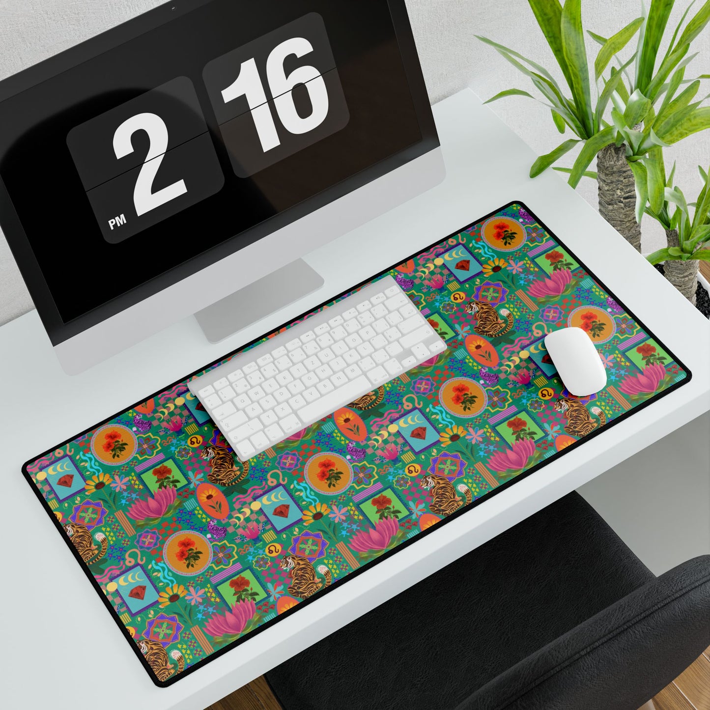 Desk Mat - Abstract Vibrant Leo zodiac Print for Stylish Workspace