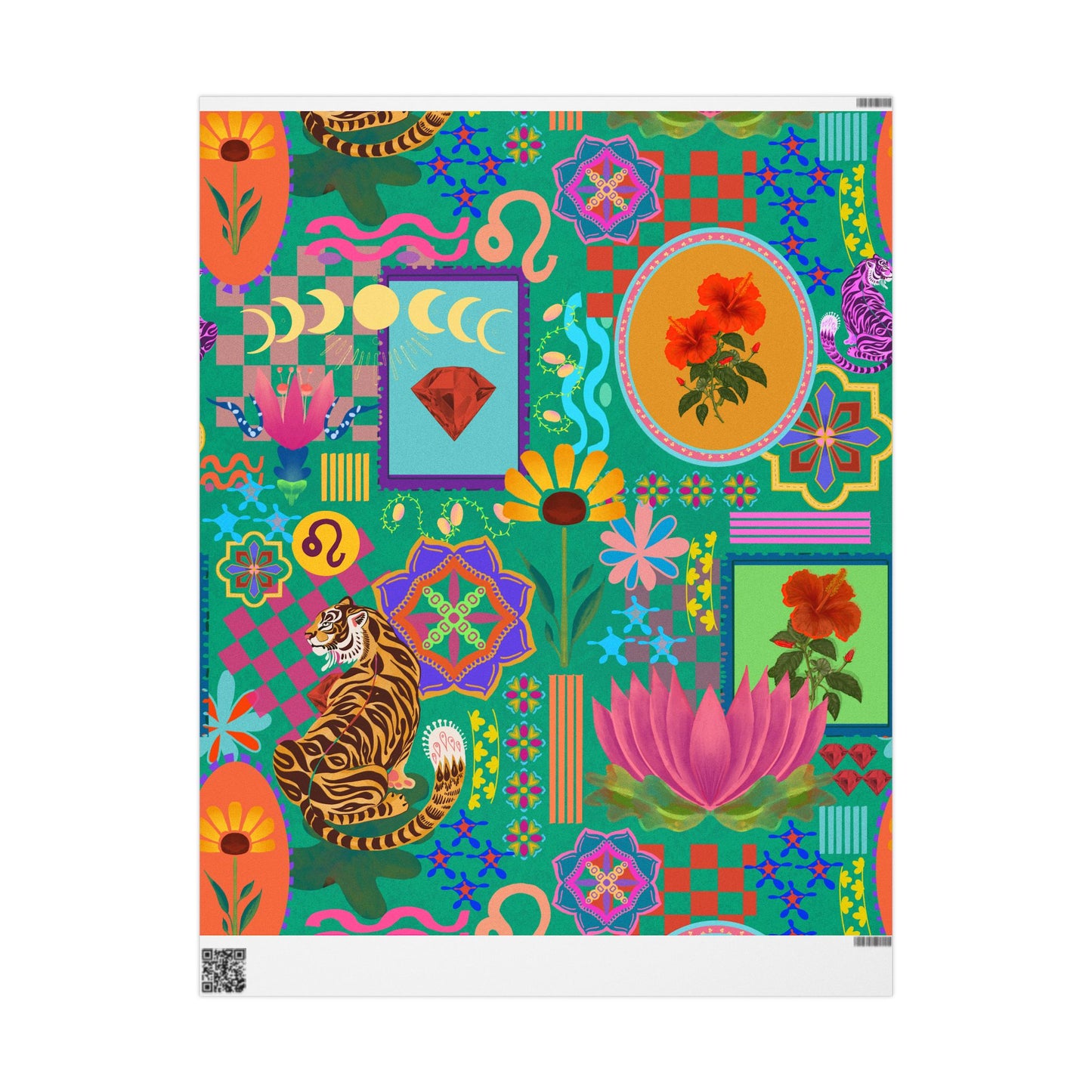 Leo Lotus Tiger colourful Gift Wrap